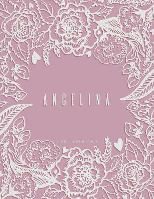 Book cover for Angelina. Dusty Pink Dot Grid Journal