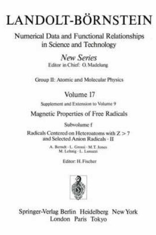 Cover of Radicals Centered on Heteroatoms with Z > 7 and Selected Anion Radicals II / Heteroatomzentrierte (Z > 7) Radikale und ausgewählte Anionradikale II