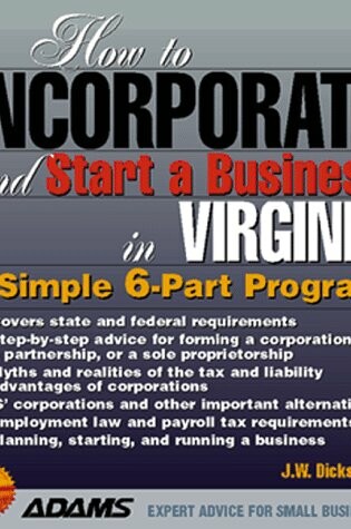 Cover of How to Incorporate and Start a Business in Virginia