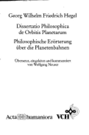 Cover of Dissertatio Philosophica De Orbitis Planetarium