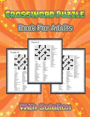 Book cover for crossword puzzle book for adults with solution