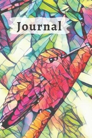 Cover of Stained Glass Looking Artwork Purple & Pink Cute Tiny Hummingbird Diary, Pretty Journal for Daily Thoughts