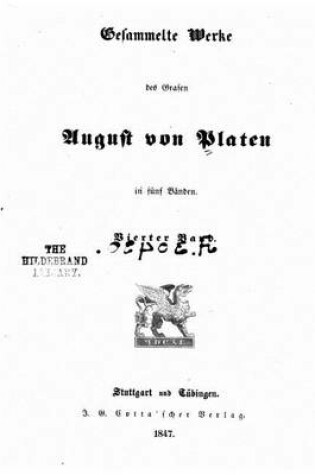 Cover of Gesammelte werke des grafen August von Platen