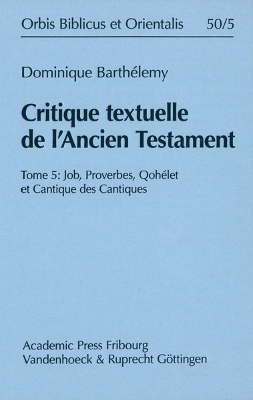 Cover of Critique textuelle de l'Ancien Testament. Tome 5