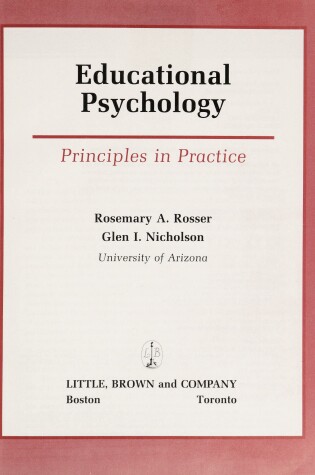 Cover of Psychological Principles in Educational Practice