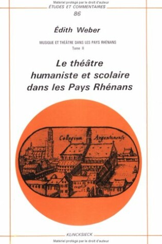 Cover of Musique Et Theatre Dans Les Pays Rhenans. Tome II