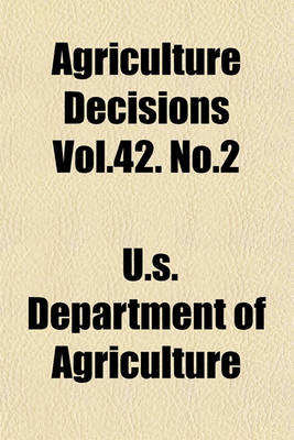 Book cover for Agriculture Decisions Vol.42. No.2