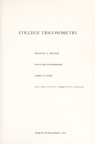 Cover of College Trigonometry