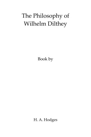 Cover of Philosophy of William Dilthey