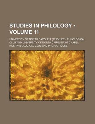 Book cover for Studies in Philology (Volume 11)