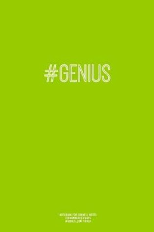 Cover of Notebook for Cornell Notes, 120 Numbered Pages, #GENIUS, Lime Cover