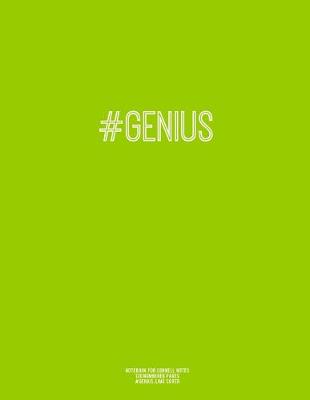 Book cover for Notebook for Cornell Notes, 120 Numbered Pages, #GENIUS, Lime Cover