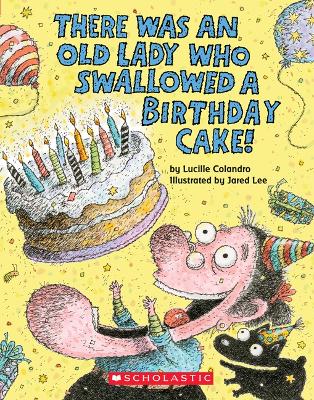 Book cover for There Was an Old Lady Who Swallowed a Birthday Cake (Board Book)