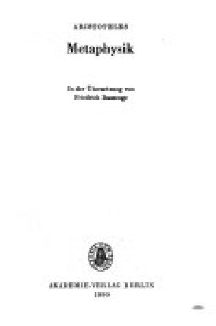 Cover of Metaphysik