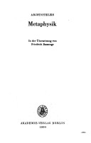 Cover of Metaphysik