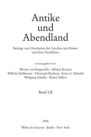 Cover of Antike und Abendland