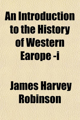 Book cover for An Introduction to the History of Western Earope -I