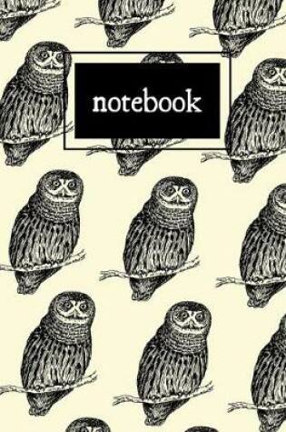 Cover of Owl print black and cream notebook