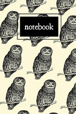 Book cover for Owl print black and cream notebook
