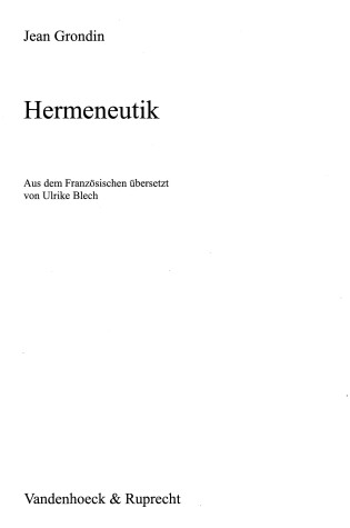 Cover of Hermeneutik