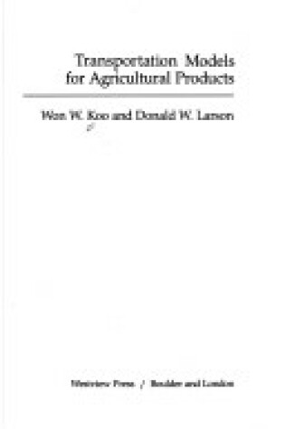 Cover of Transportation Models For Agricultural Products