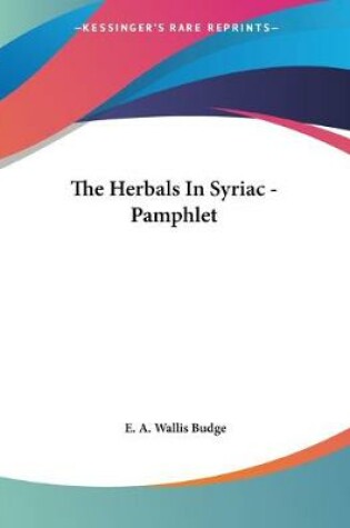 Cover of The Herbals In Syriac - Pamphlet