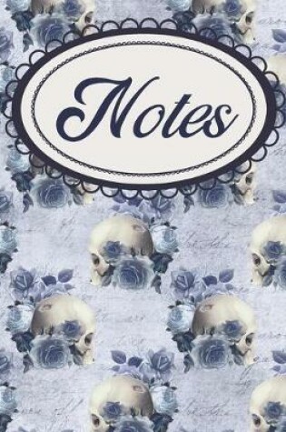 Cover of Blue Floral Gothic Skulls Composition Notebook