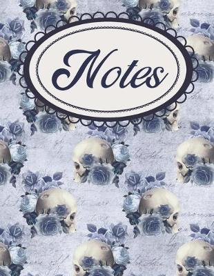 Book cover for Blue Floral Gothic Skulls Composition Notebook