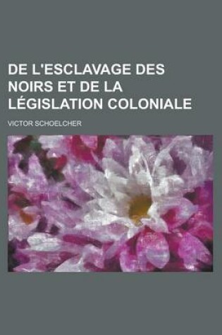 Cover of de L'Esclavage Des Noirs Et de La Legislation Coloniale