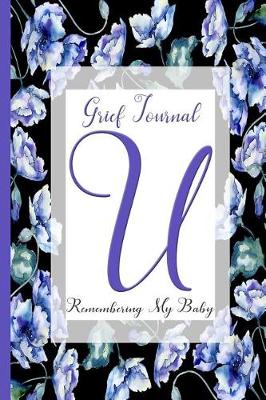 Book cover for Blue Watercolor Flowers, Monogram Letter U