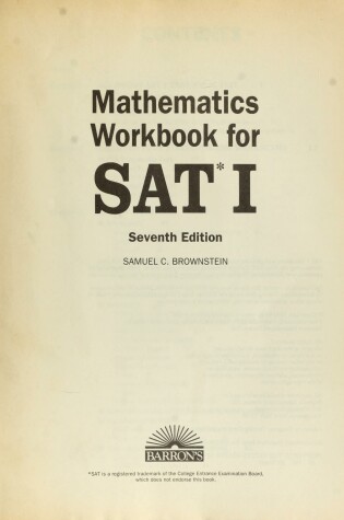 Cover of Mathematics Workbook for SAT I