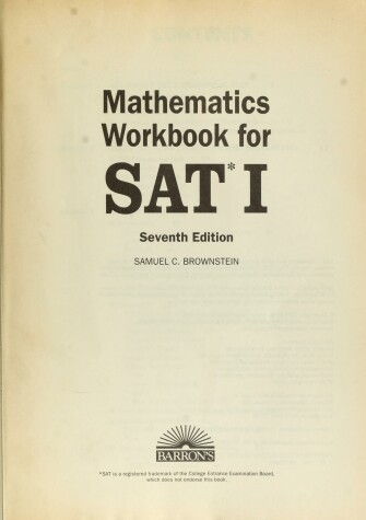 Book cover for Mathematics Workbook for SAT I