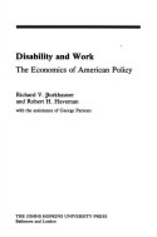 Cover of Disability and Work