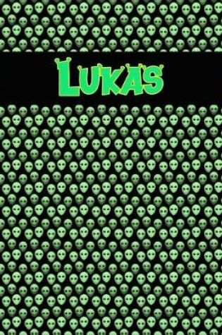 Cover of 120 Page Handwriting Practice Book with Green Alien Cover Lukas