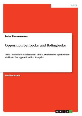 Book cover for Opposition bei Locke und Bolingbroke