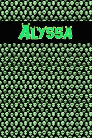 Cover of 120 Page Handwriting Practice Book with Green Alien Cover Alyssa