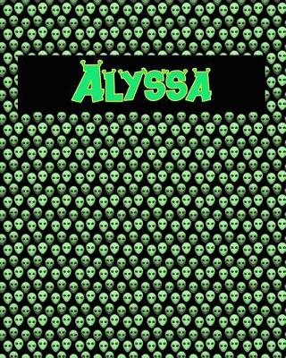 Book cover for 120 Page Handwriting Practice Book with Green Alien Cover Alyssa