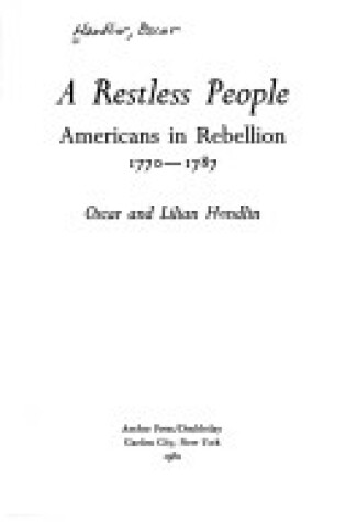 Cover of A Restless People