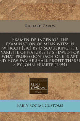 Cover of Examen de Ingenios the Examination of Mens Wits