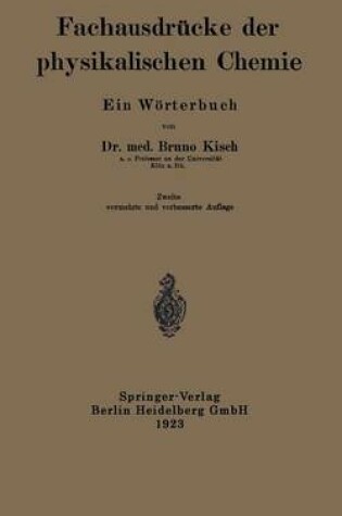 Cover of Fachausdrücke der physikalischen Chemie