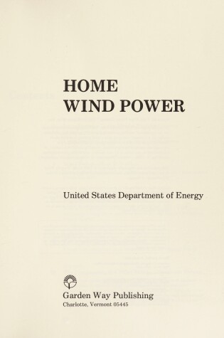 Cover of Home Wind Power