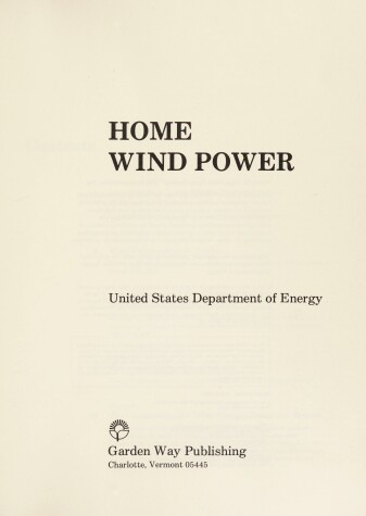 Book cover for Home Wind Power