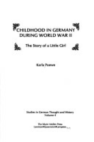 Cover of Childhood in Germany During World War Two