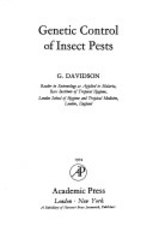 Cover of Genetic Control of Insect Pests