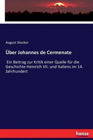 Cover of UEber Johannes de Cermenate