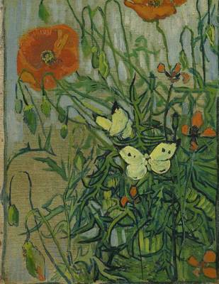 Book cover for Butterflies and Poppies, Van Gogh. Graph Paper Journal