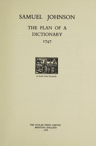 Cover of Plan of a Dictionary