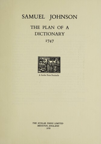 Book cover for Plan of a Dictionary