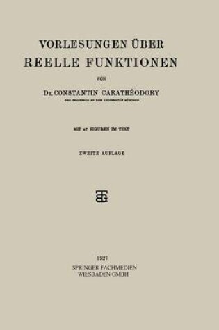 Cover of Vorlesungen UEber Reelle Funktionen