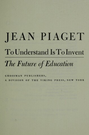Cover of To Understand Is to Invent
